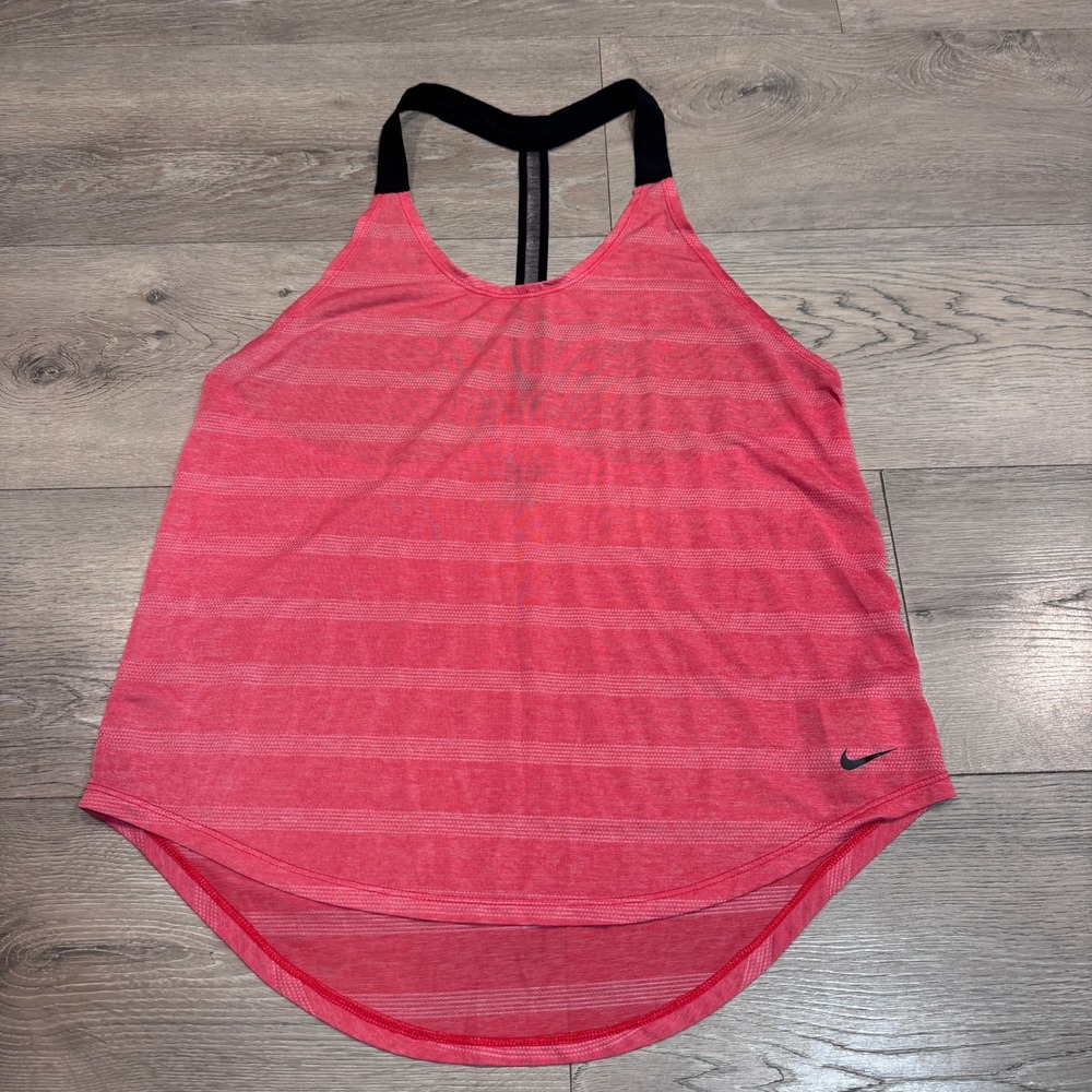 Nike Dri-FIT Elastika Elevate Red Striped Training Tank Top Sz Medium Loose Fit